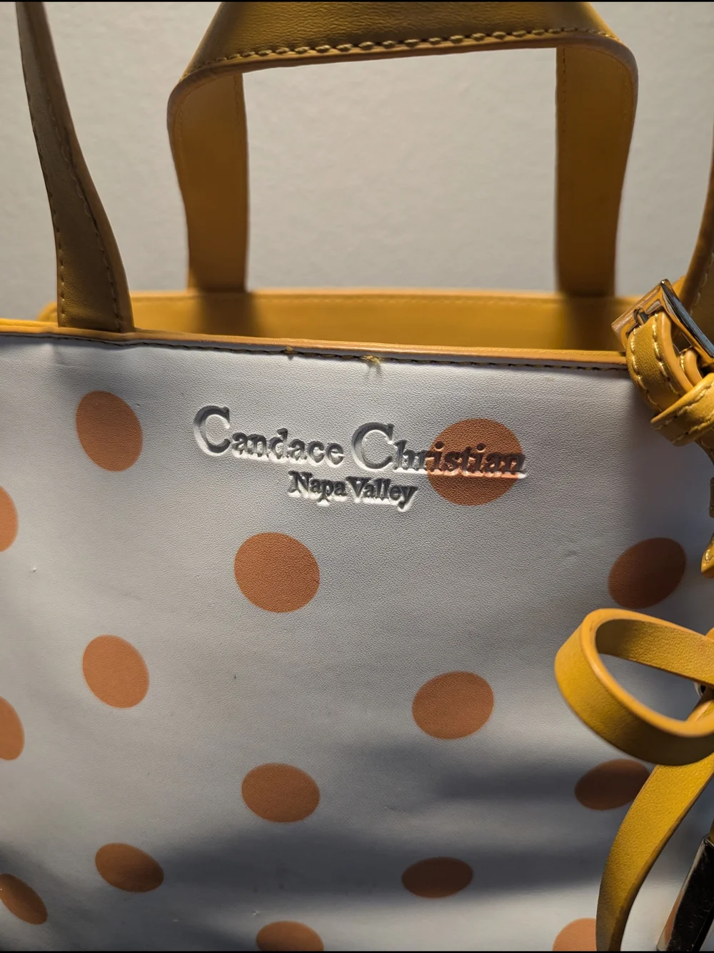 Candice Christian Napa Yellow Polka Dot Tote Bag